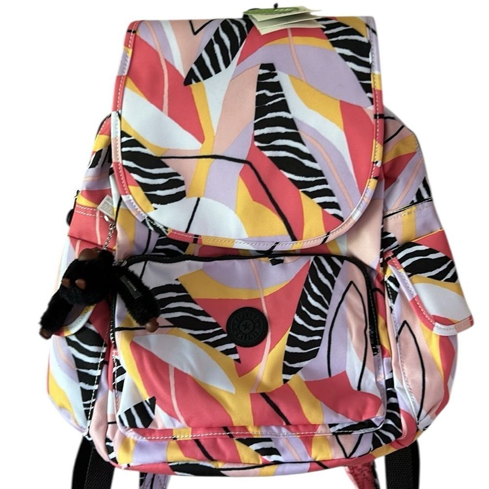 NEW Kipling Abstract Leave City Pack Backpack